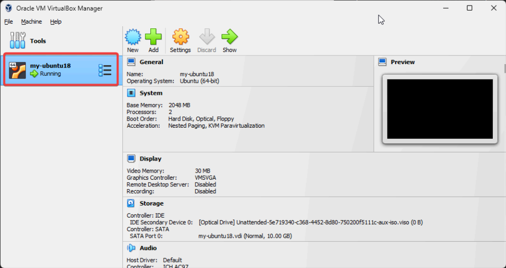 Visual showing That’s it! you have create a VM for Ubuntu Server: