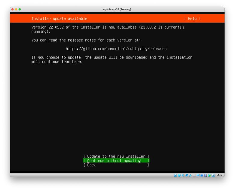 Visual showing Press Enter to continue without any update: