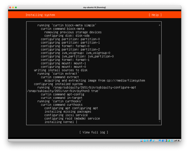 Visual showing After this, the installation is happening! It will takes around a few minutes to complete: