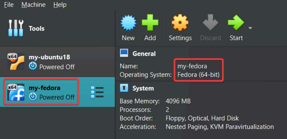 Visual showing After you are done, you should have another Fedora VM like this: