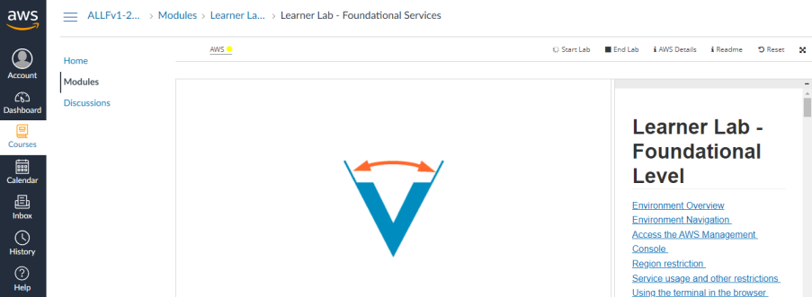 Visual showing When the dot next to AWS turns yellow , your lab environment is still being prepared to use. So wait for it!