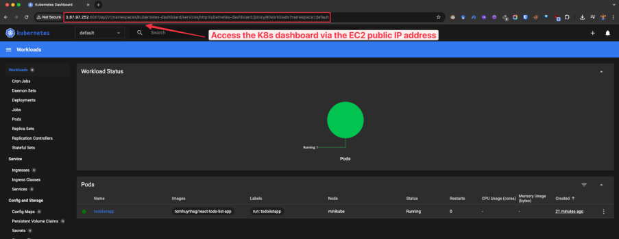 Screenshot illustrating will now show your public IP, not localhost or 127.0.0.1.