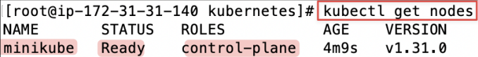 Screenshot illustrating kubectl get nodes