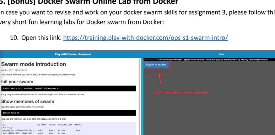 Screenshot illustrating 5. [Bonus] Docker Swarm Online Lab from Docker