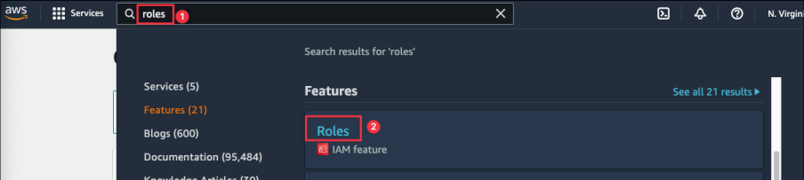 Screenshot illustrating Let's find more information about this special IAM role “LabRole”: (1 of 2)