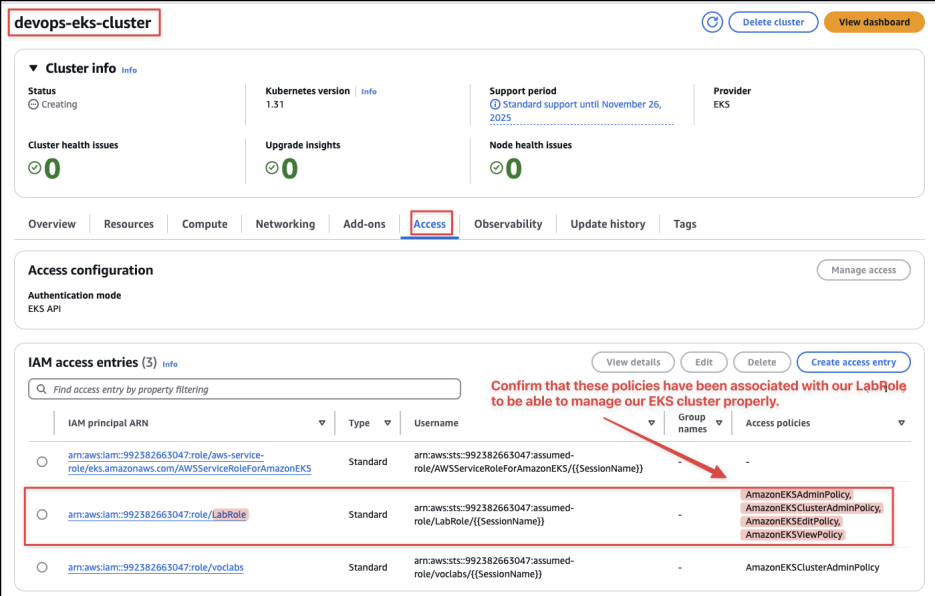 Screenshot illustrating your permissions are set up correctly before you proceed.