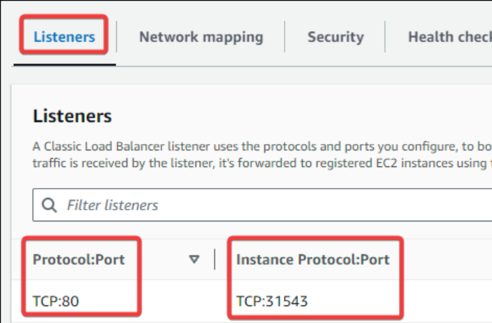 Screenshot illustrating You can check out about the port forwarding of the load balancer: