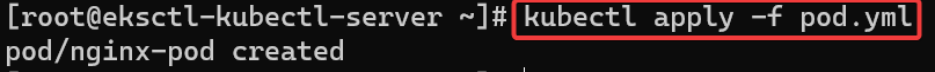 Screenshot illustrating kubectl apply -f pod.yml