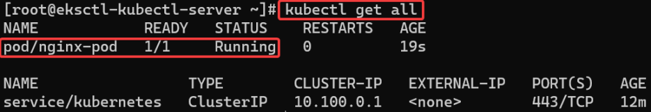 Screenshot illustrating kubectl get all