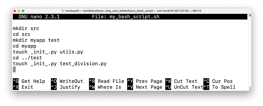 Visual showing Using nano to edit the file like so and save the file: