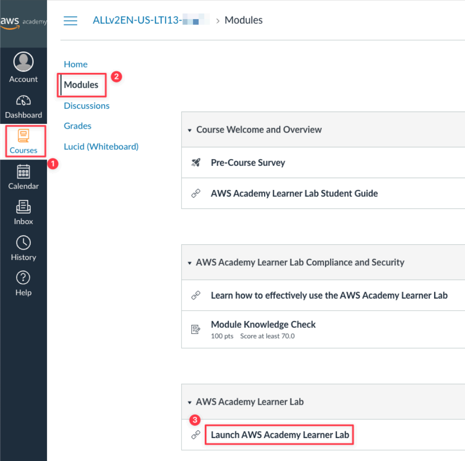 Screenshot illustrating Select the Learner Lab item.