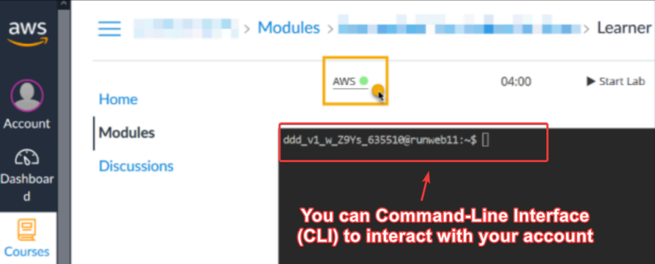 Screenshot illustrating Command-Line Interface (CLI) to interact with your account.