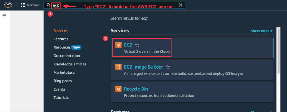 Screenshot illustrating First, let's open the AWS console: