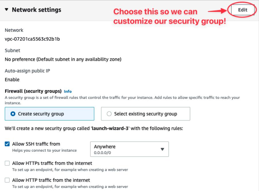 Screenshot illustrating We need to create a security group (firewall rules) to secure and protect our VMs: