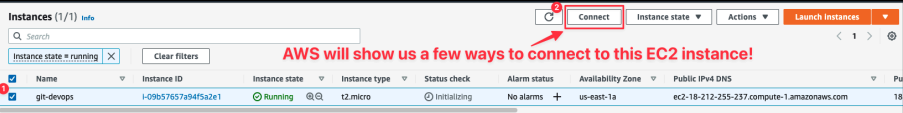Screenshot illustrating instance, and copy that command: