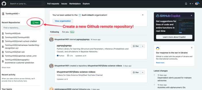 Screenshot illustrating In the upper-right corner of any page, use the drop-down menu, and select New.