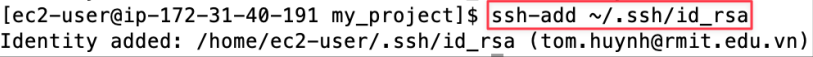 Screenshot illustrating ssh-add ~/.ssh/id_rsa