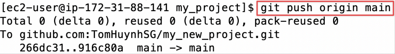 Screenshot illustrating git push origin main