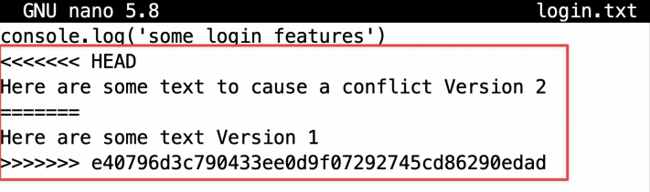 Screenshot illustrating nano login.txt
