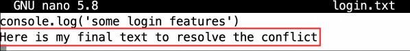 Screenshot illustrating new text to show I have resolved the conflict: