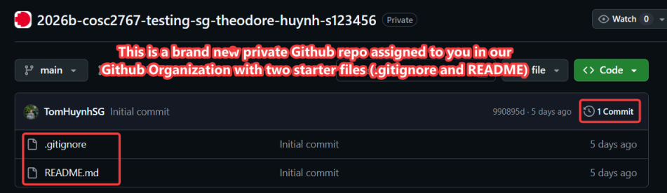 Screenshot illustrating rename the assigned repository.