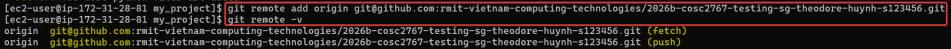 Screenshot illustrating git remote -v