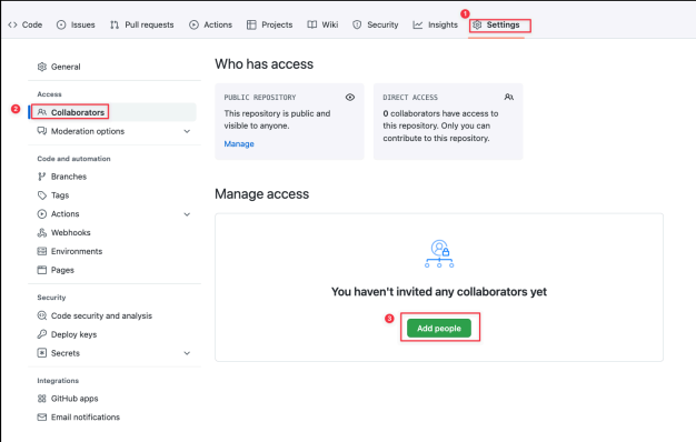 Screenshot illustrating Click Invite a collaborator.