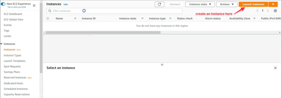 Screenshot illustrating First, let's open the AWS console: