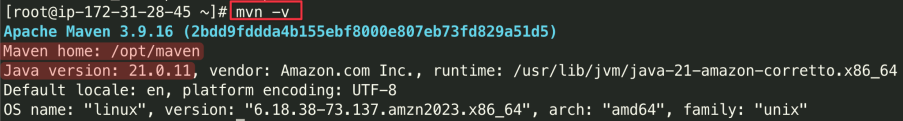 Screenshot illustrating mvn -v