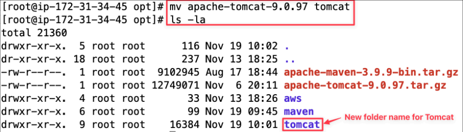 Screenshot illustrating ls -la
