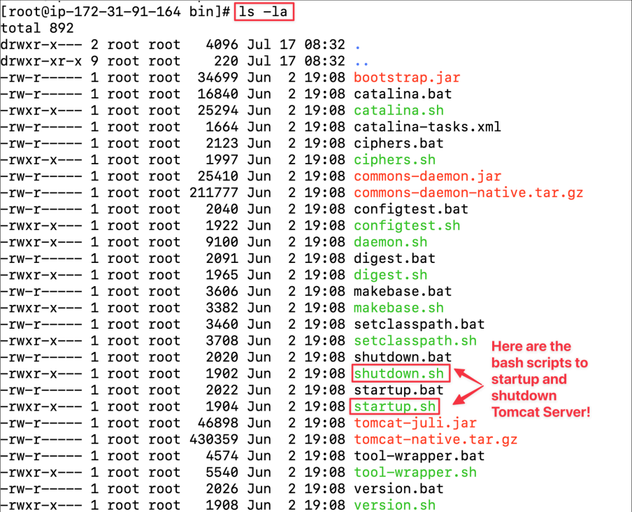 Screenshot illustrating ls -la