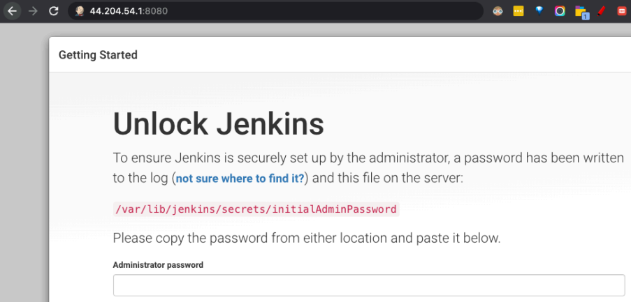 Screenshot illustrating the port number 8080 :