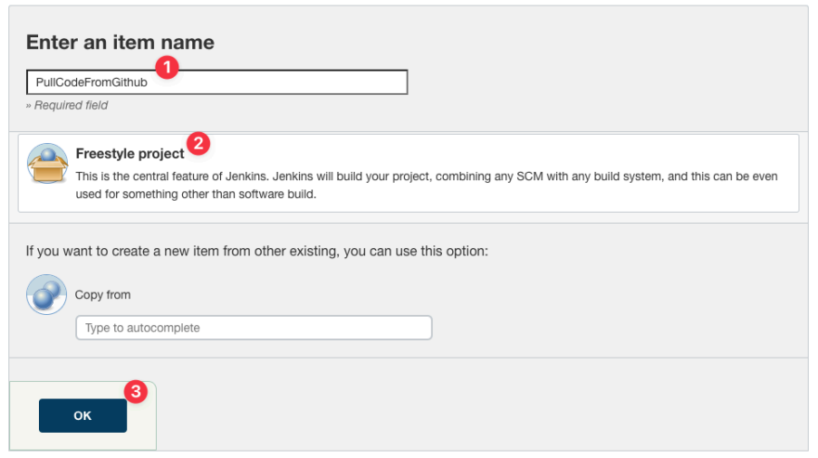 Screenshot illustrating Create a new job as following:
