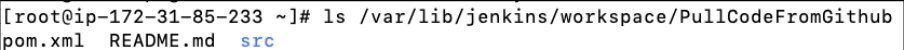 Screenshot illustrating jenkins workspace folder in EC2 instance:
