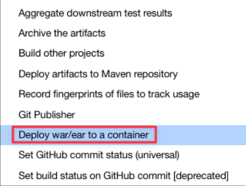 Screenshot illustrating Post-build Actions (Things happens after building completion):