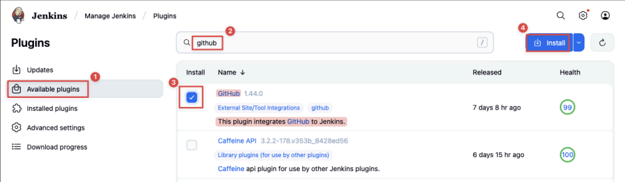 Screenshot illustrating GitHub Plugin (if not yet installed)