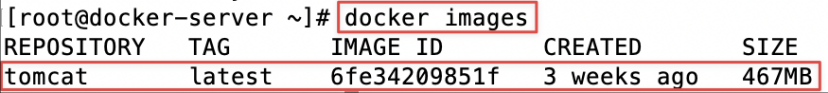 Screenshot illustrating docker images