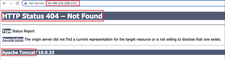 Screenshot illustrating Make sure the browser use http instead of https (http://[public-ip-of-ec2]:8081):