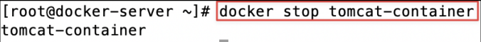Screenshot illustrating docker stop tomcat-container