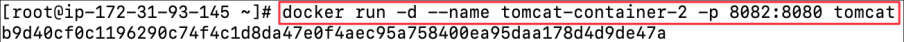 Screenshot illustrating docker run -d --name <container_name> -p <outside_port_number>:<container_port_number> <image_name>