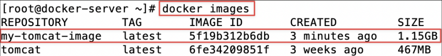 Screenshot illustrating docker images