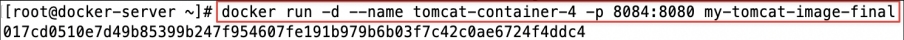 Screenshot illustrating docker run -d --name <container_name> -p <outside_port_number>:<container_port_number> <image_name>