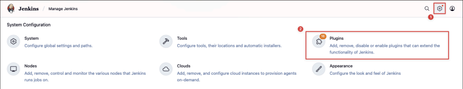 Screenshot illustrating manage plugins in Jenkins: