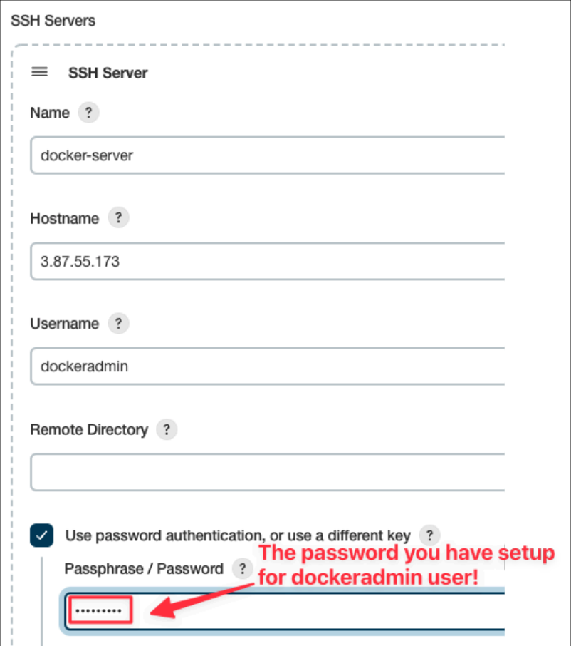 Screenshot illustrating dockeradmin user:
