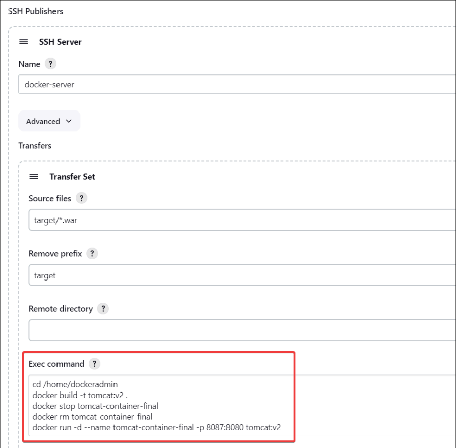 Screenshot illustrating [Back to Jenkins server] Let's go back to the configuration of Jenkins job and modify: