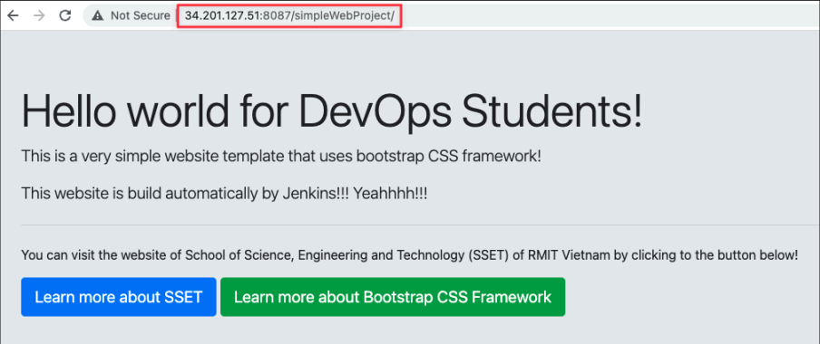 Screenshot illustrating and the port 8087: