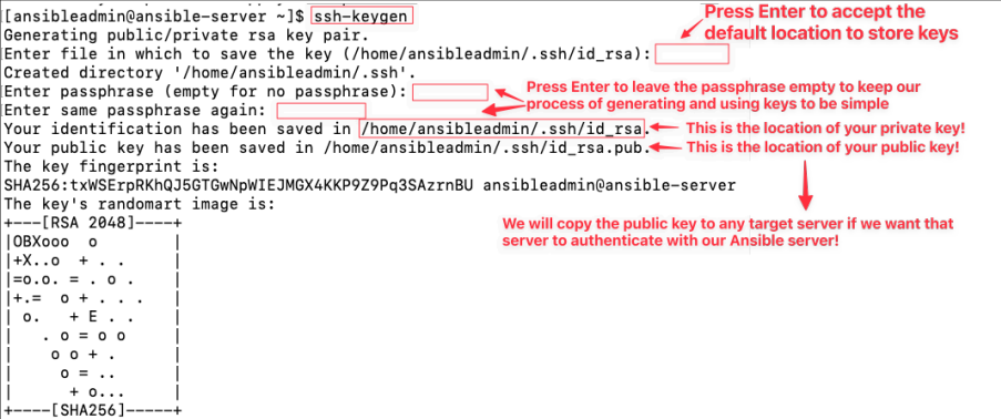 Screenshot illustrating ssh-keygen