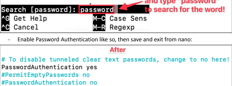Screenshot illustrating nano /etc/ssh/sshd_config (2 of 2)