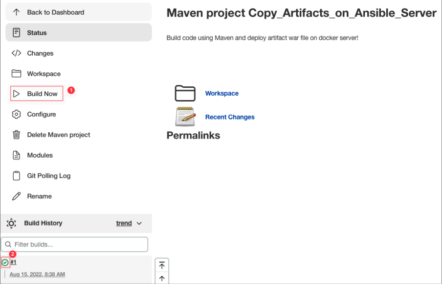 Screenshot illustrating artifacts over to the Ansible Server!