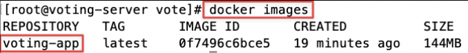 Screenshot illustrating docker images